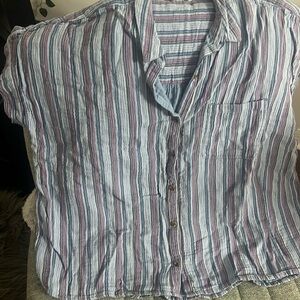 Multicolored button up short sleeve